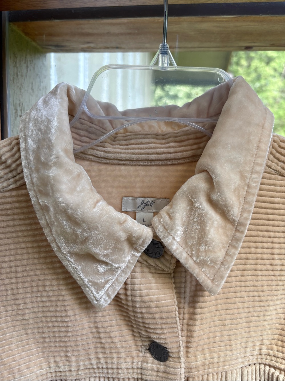 J. JILL Corduroy and Velvet Jacket Cream Large - Picture 2 of 6